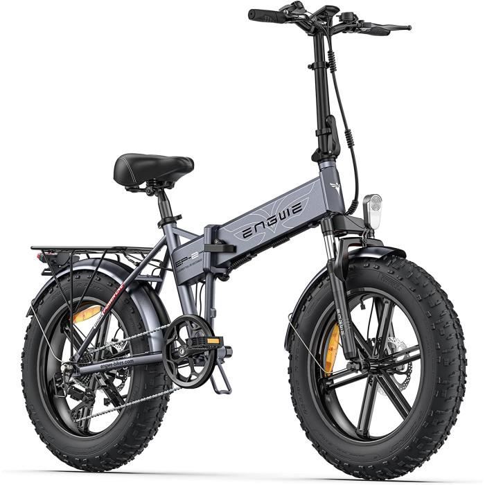velo electrique Pliable adulte ENGWE EP-2 Pro Autonomie 120km fat bike 20 pouces pneu avec amortisseur avant Batterie 48V13AH Gris