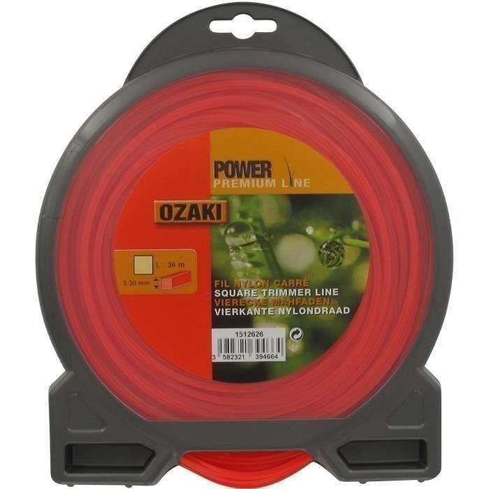JARDIN PRATIC Fil nylon carré premium line OZAKI pour tondeuse - Ø 3,3 mm