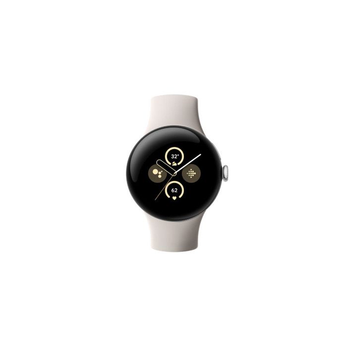 Montre connectée Google Pixel Watch 2 Boîtier en aluminium Argent Poli Bracelet sport Porcelaine 4G LTE