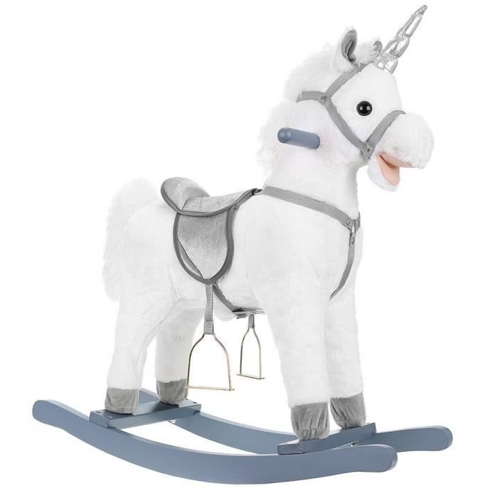 Cheval a bascule licorne Sonore jouet enfant bebe blanc GUIZMAX - Cdiscount  Jeux - Jouets