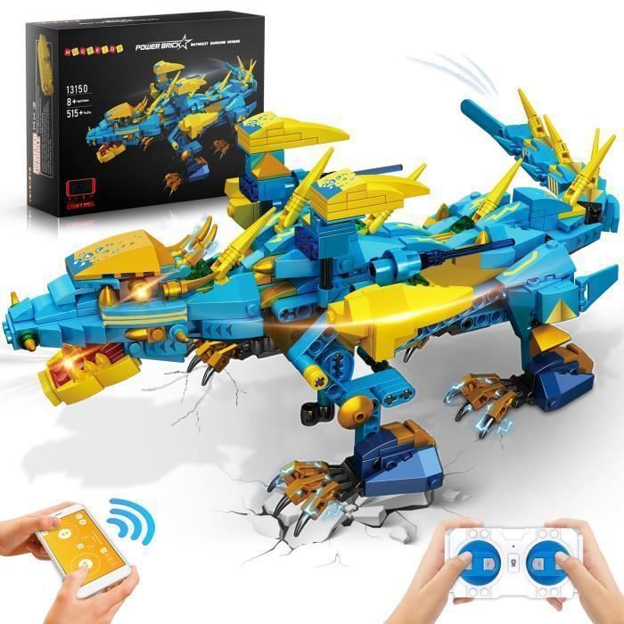 HOGOKIDS Dragon Télécommandé - Dinosaures électrique de construction 515PCS Contrôle par Application Cadeau Enfant