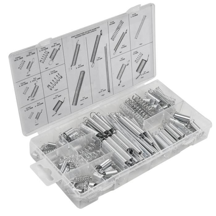 200 Ressorts de Compression, 20 Tailles Ressorts de Traction, Assortiment de Ressorts d’Extension
