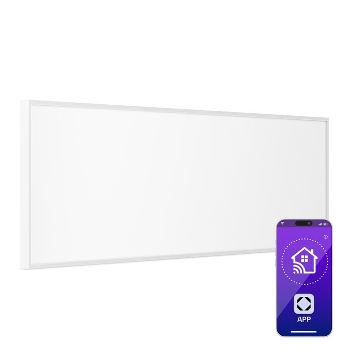 Klarstein Wonderwall Smart radiateur infrarouge 100 x 30 cm contrôle par application 300 W Minuteur hebdomadaire IP24