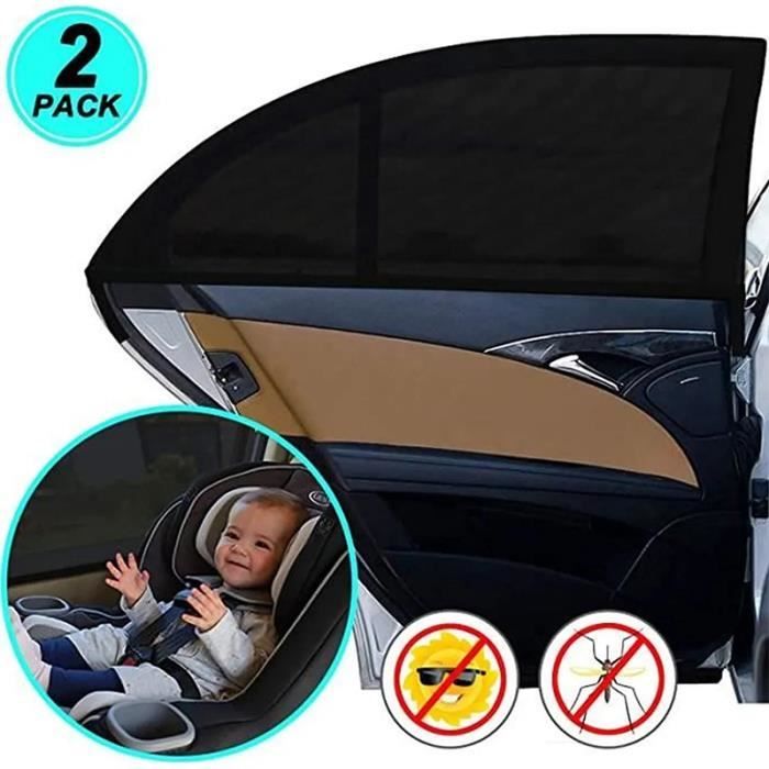 Pare-Soleil Voiture Latéral Arrière - Maille Anti-UV & Anti-Moustiques - Universel, Fixation Scratch - 10