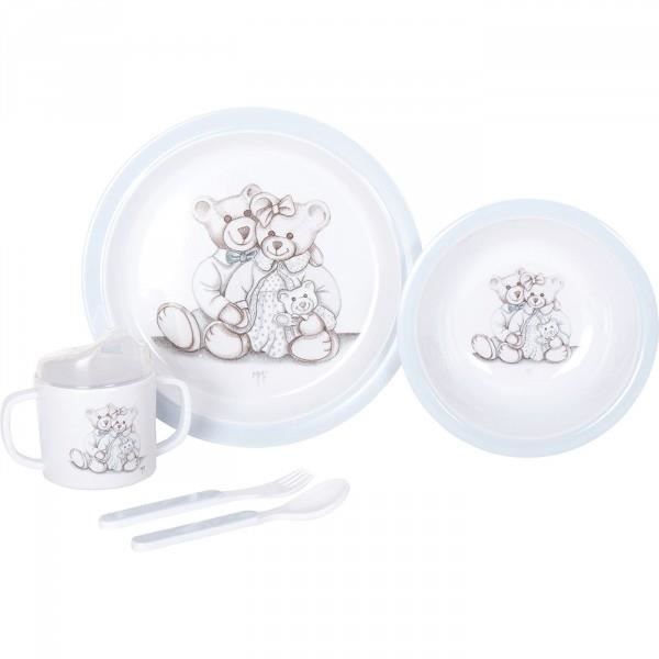Mon Premier Coffret Repas Amour D Oursons Bleu Pale Cdiscount Puericulture Eveil Bebe