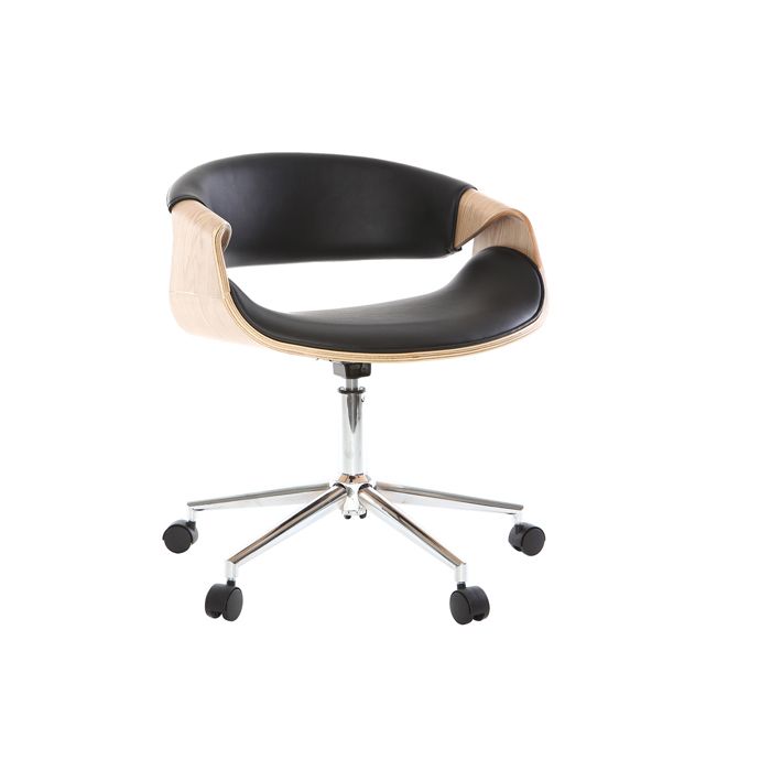 miliboo - fauteuil de bureau design pu noir / bois clair aramis