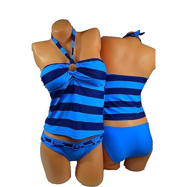 Maillot De Bain Tankini Free Country Bleu Océan Et Gris Taille M - Neuf Avec étiquettes