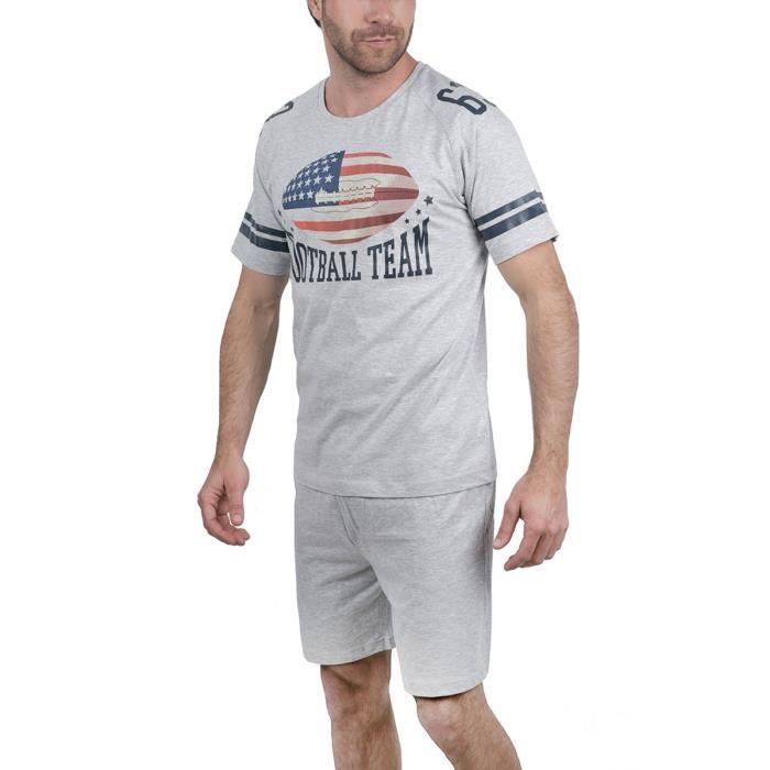 Ensemble Pyjama Short Homme Gris Clair Achat Vente Pyjama Cdiscount