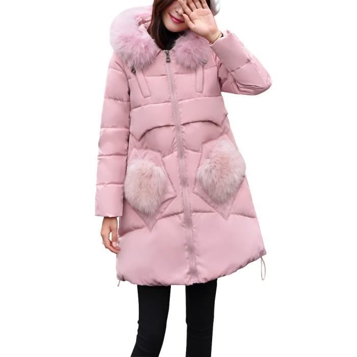 doudoune avec fourrure rose