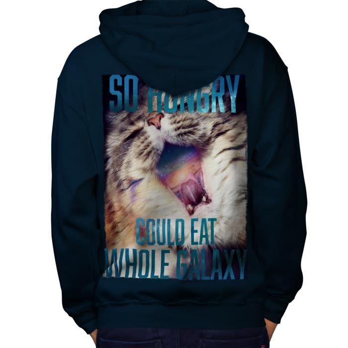 Affame Galaxie Chat Drole Noir Trou Men S Sweat A Capuche Le Dos Wellcoda Bleu Marine Cdiscount Pret A Porter