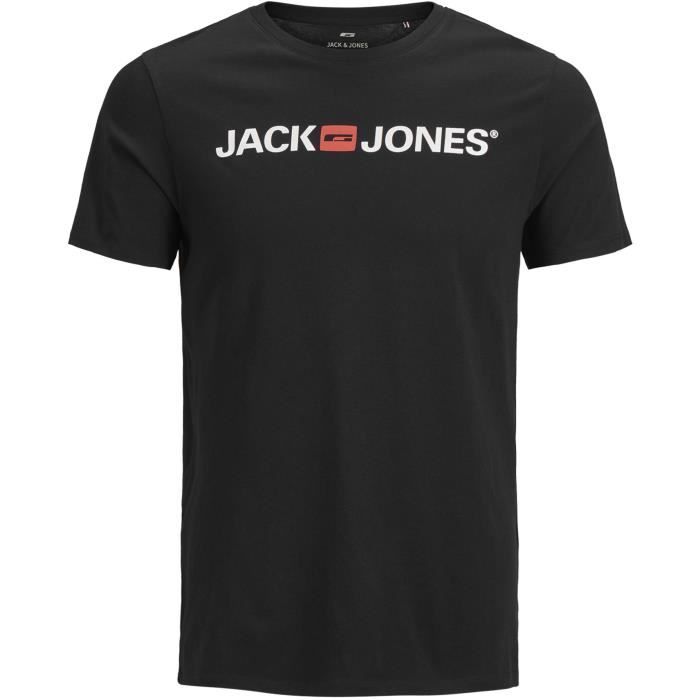 JACK & JONES T-Shirt à Manches Courtes Noir Homme Noir - Cdiscount