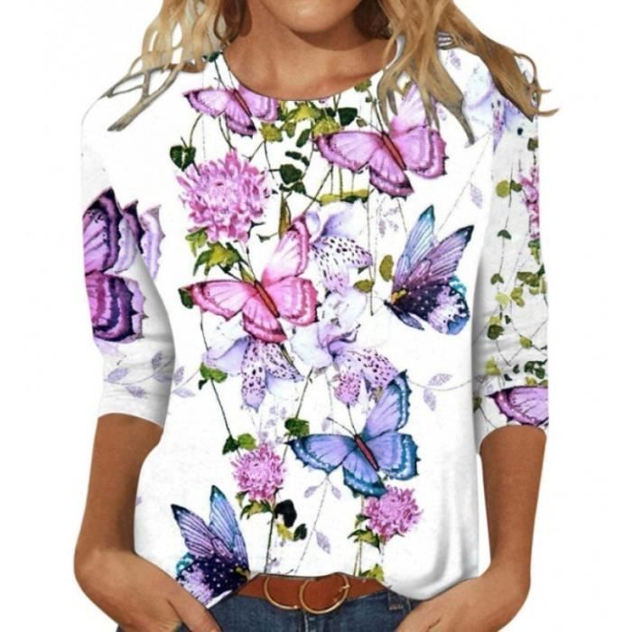 Haut Femme Hauts Manches 3 4 pour Femmes 2023 Chemisier D t