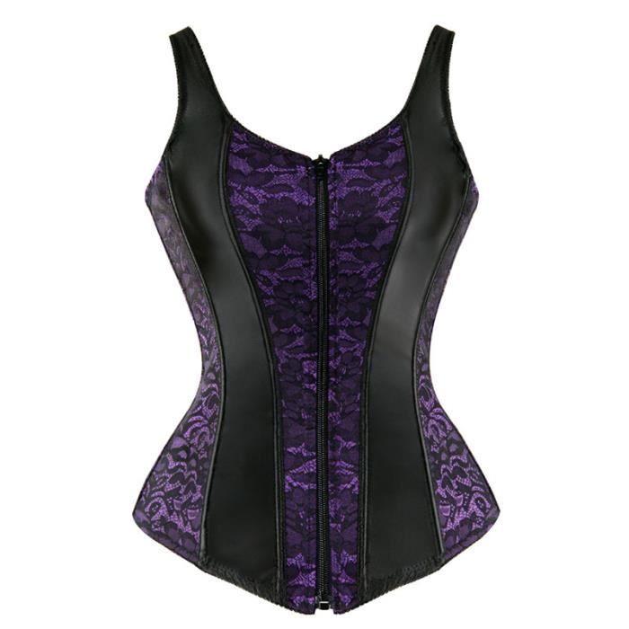 Corset Femme En Cuir Sans Bretelles, Fermeture éclair - Neuf Avec étiquettes