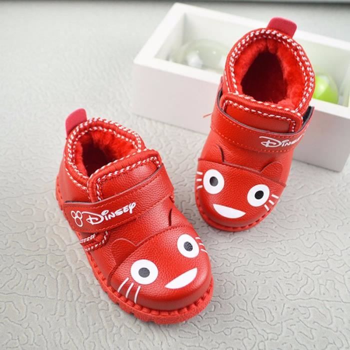 Bottes Bébé Hiver Garçon Fille - Doublure Fausse Fourrure Chaude - Semelle Antidérapante EVA - Protection Bout Renforcé - Taille Réglable Scratch