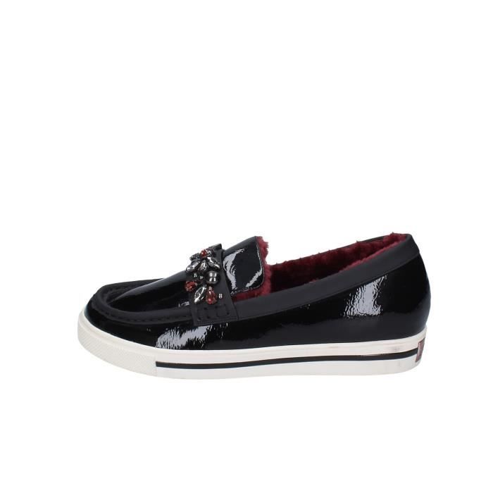 Mocassins Femme Noir Verni LUCIANO BARACHINI Pointure EU 36 Talon 2 cm A enfiler Noir Cdiscount Chaussures