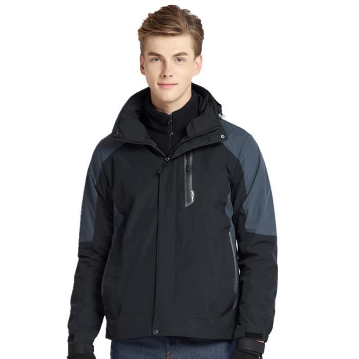 Veste HardShell 3 en 1 pour homme et femme Coupe vent deperlant et respirant Randonnee en montagne Noir Cdiscount Sport
