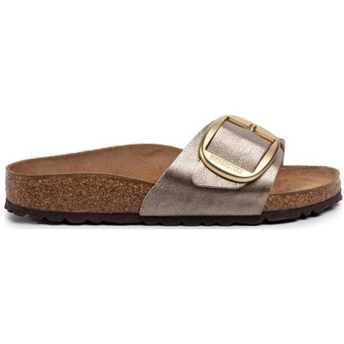 Mules & Sabots BIRKENSTOCK Madrid Big Buckle Taupe Femme - Dessus Synthétique - Boucle de serrage