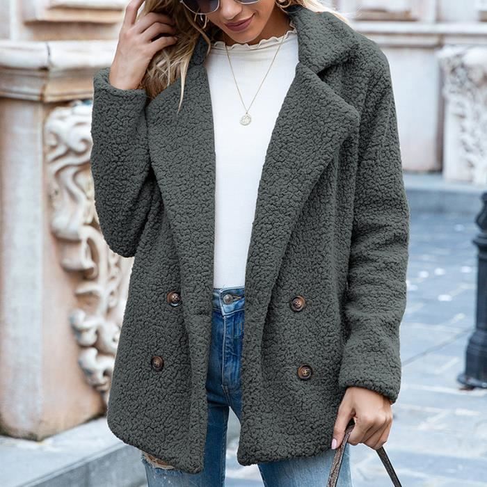 Manteau En Fausse Fourrure Polaire Sweats Cardigan Femme Automne