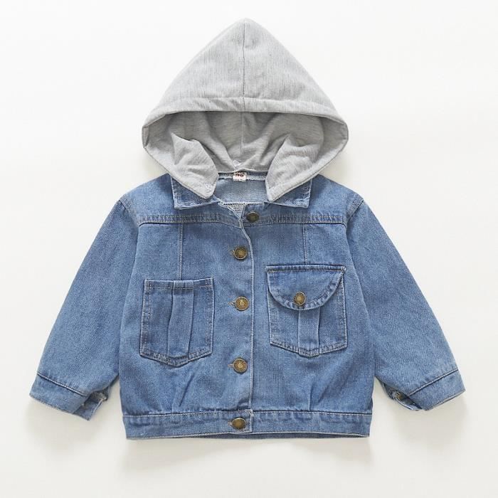 Veste en denim avec col en matière côtelée - Bleu - Femme - 9.00