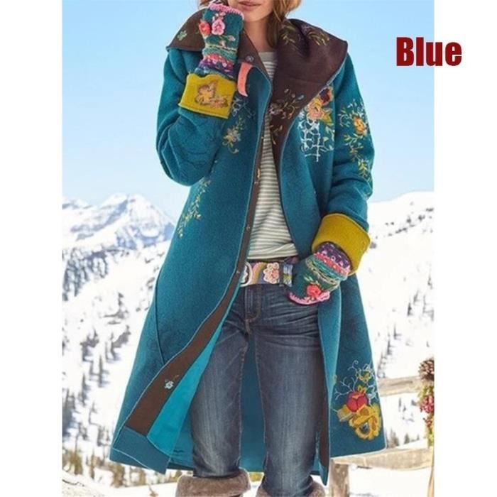 Manteau Vintage à Capuche Imprimée Dot Hiver Chaud