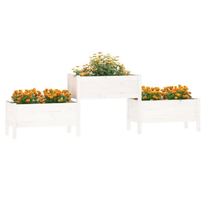 Jardinière En Bois Massif Blanc Vintage 12 X 40 X 15 Cm - Intérieur Et Extérieur