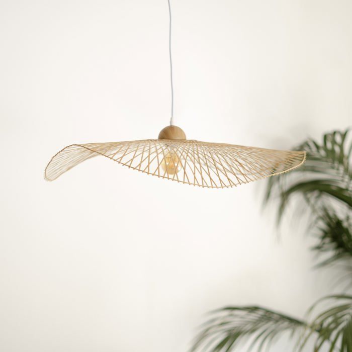 Suspension D75 cm en bambou avec fil blanc - Jipi - Maison Pavane