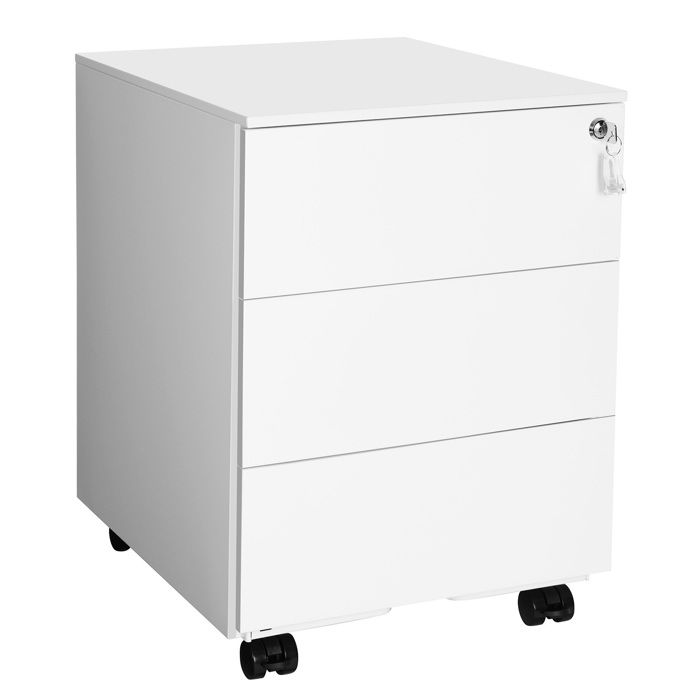 Caisson de bureau mobile - SONGMICS - 3 tiroirs - Rangement pour documents - Blanc OFC63WT