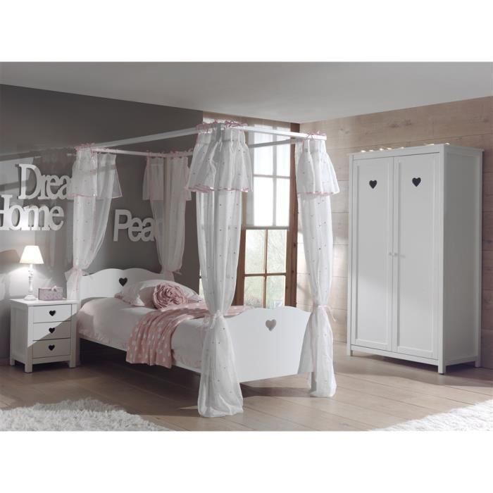 ensemble de meubles pour enfant - amori - lit à baldaquin - voile - chevet - armoire 2 portes