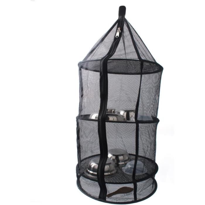 Filet De Séchage Suspendu Pliable 4 étages - 35x35x65 Cm, Bleu - Pour Herbes, Fruits, Légumes, Vêtements - Avec Fermeture éclair