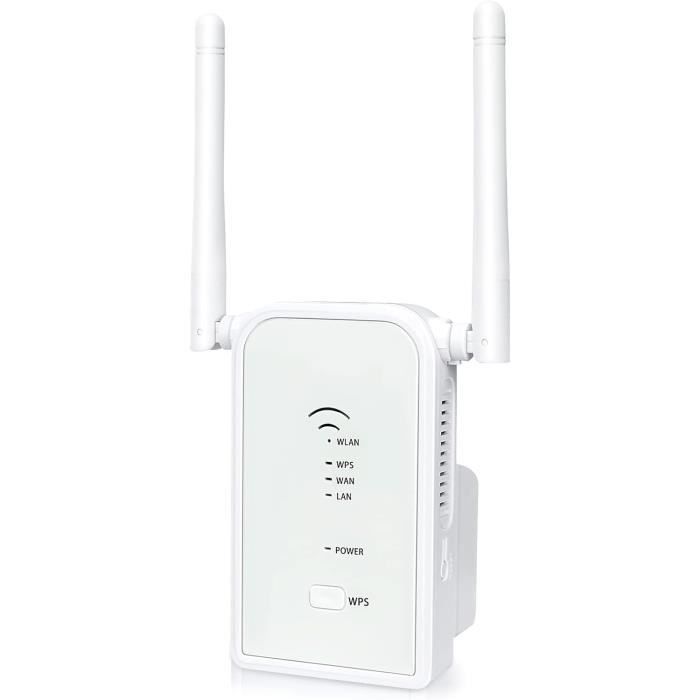 Répéteur WiFi Puissant, Amplificateur WiFi 300Mbps 2,4 GHz Extenseur sans Fil Amplificateur de Signal du Réseau Avoir AP/RP et WPS Fonction, Compatible avec Toutes Les Box Internet