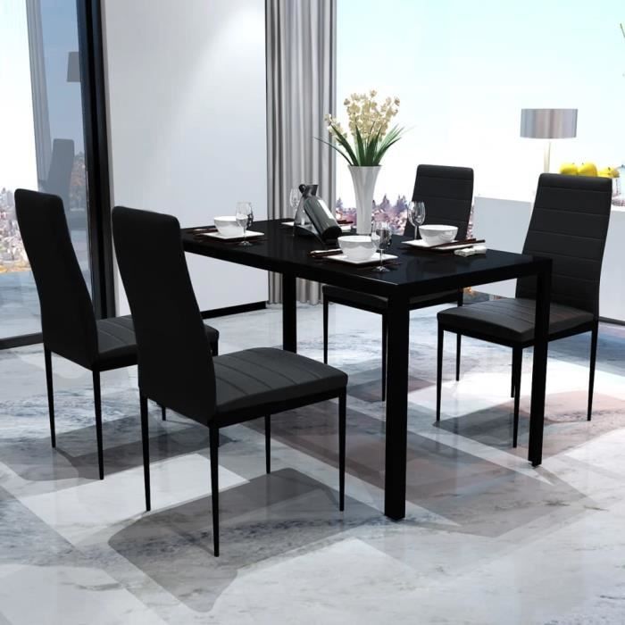 Top Ensemble de table pour salle à manger cinq pièces - 1 table et 4 chaises JILI - noir3415 Kg