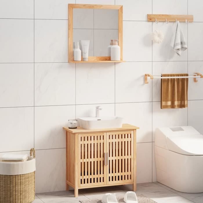 Meubles de salle de bain 2 pcs - GKK - contemporain - Bois massif de noyer - A31857