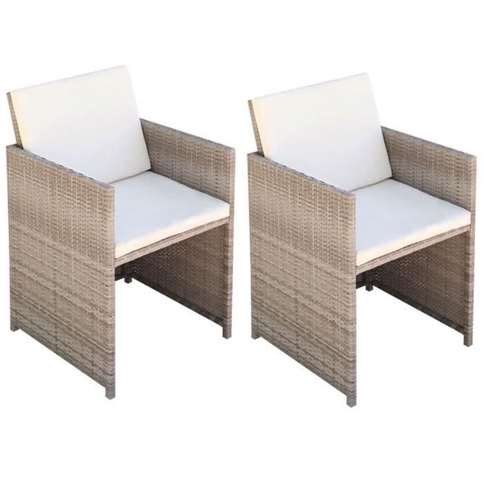 chaises de jardin - vidaxl - résine tressée beige - contemporain - 2 personnes - extérieur