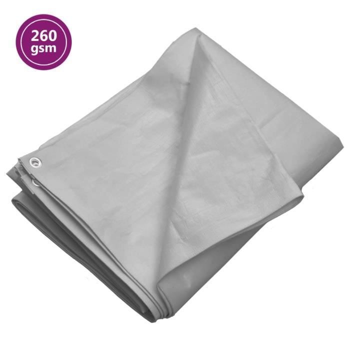 vidaXL Bâche 260 g-m² 4x8 m Gris PEHD 151505