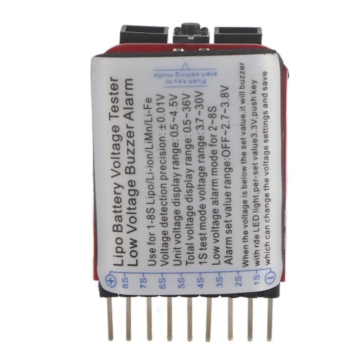 Testeur Batterie Lipo 1-8S Avec Alarme Vibreur - Lot 5 Pack Indicateur Tension + Attaches Nylon