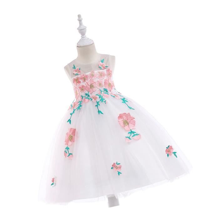 Bebe Fille Robe Fleur Brode De Mariee Longue Tutu Enfants Vetements De Fete De Mariage Bandeau Serre Tete Headband Hairband Cdiscount Au Quotidien