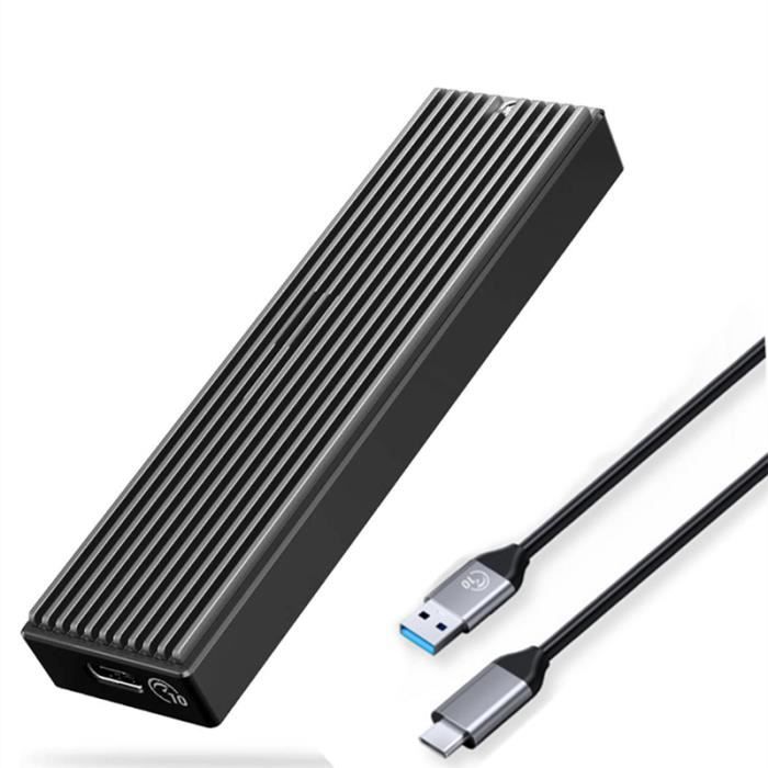 Boîtier SSD M.2 NVMe/SATA Externe USB-C 10 Gbps – Transparent, Plug & Play, Pour SSD 2230/2242/2260/2280 – Compatible Windows/Mac/PS5