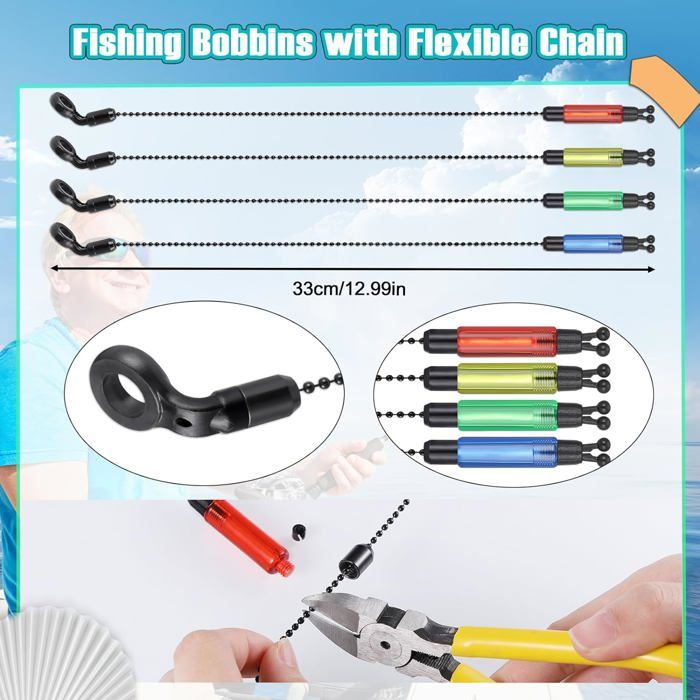 RUANI Lot De 4 Indicateurs Alarme Pêche LED - Kit Swingers Éclairés Pour Carpe Avec Fermeture Éclair
