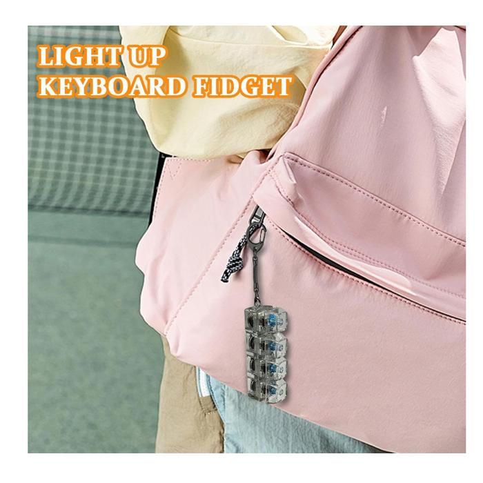 Porte-clés Clavier Fidget Avec LED – Jouet Anti-stress à Boutons Cliquables, Décompression Et Déco Au Quotidien