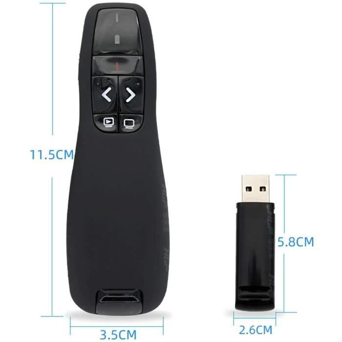 Logitech R400 Télécommande de Présentation sans Fil, 2,4 GHz/Récepteur USB,  Pointeur Laser Rouge, Portée de 15 Mètres, 6 Boutons, Commande Intuitive