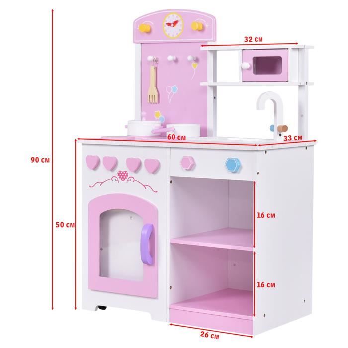 Cuisine D'Angle COSTWAY En Bois – Avec Réfrigérateur, Machine à Laver, Téléphone, Ustensiles – Jouet D'Imitation Pour Enfants 3 Ans