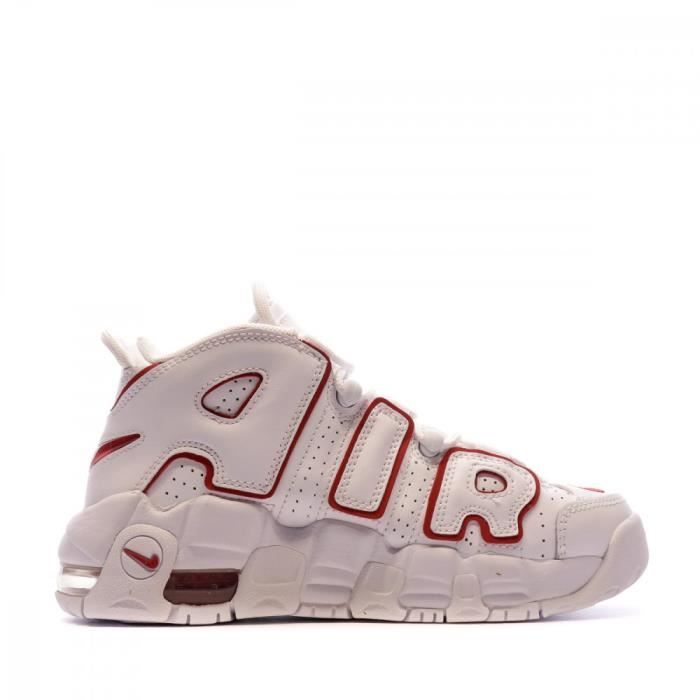 Baskets Blanche Rouge Mixte Nike Air More Uptempo Blanc