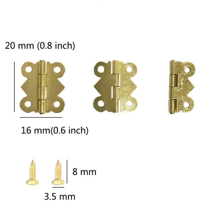 JINXM 12 Charnière Laiton Antique Mini Charniere Rétro Quincaillerie Ancienne Avec Vis De Remplacement