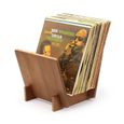 Support de rangement pour disques vinyles, empile jusqu'à 50 albums, en bois massif avec acrylique transparent