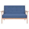 Canapé à 2 places Tissu  113,5 x 67 x 73,5 cmBleu d'angle réversible Sofa moderne Confortable Canapé de relaxation réglable-2