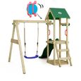 Aire de jeux en bois WICKEY TinyWave avec balançoire et toboggan vert pour enfants de 3 à 7 ans-2