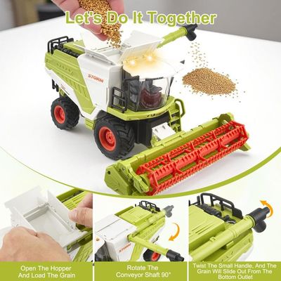 PATEMZON Tracteur Telecommandé Enfant 3 4 5 Ans, Tracteur Telecommande Jouet avec Charrue, Remorque, Bottes de Foin, Lumière, Ensemble Animaux Jouets, Jouet Tracteur Cadeau de Noël pour Enfants