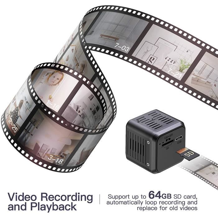 Camera Avec Micro Mini Caméra Espion, Full HD 1080P sans Fil Micro Camera Cachée Spy ...