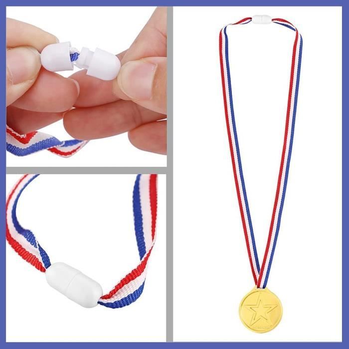 Lot de 24 médailles d'or pour enfants, ruban, torche, récompense pour  remise de prix, 5 cm Ø, plastique, doré