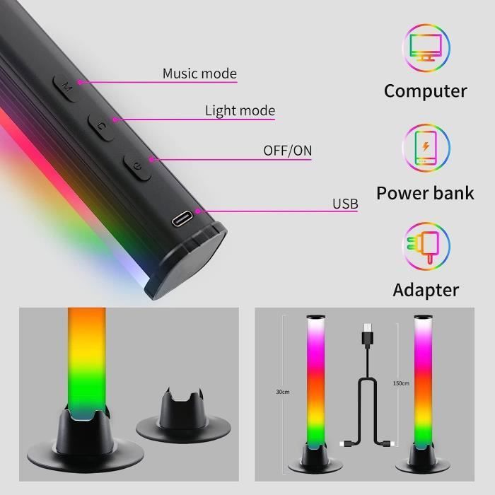 Aurevita Gaming Lightbar 42 cm WLAN RGB IC TV LED Retroilluminazione compatibile con Alexa, controllabile tramite app e scatola di controllo, striscia LED per monitor e TV